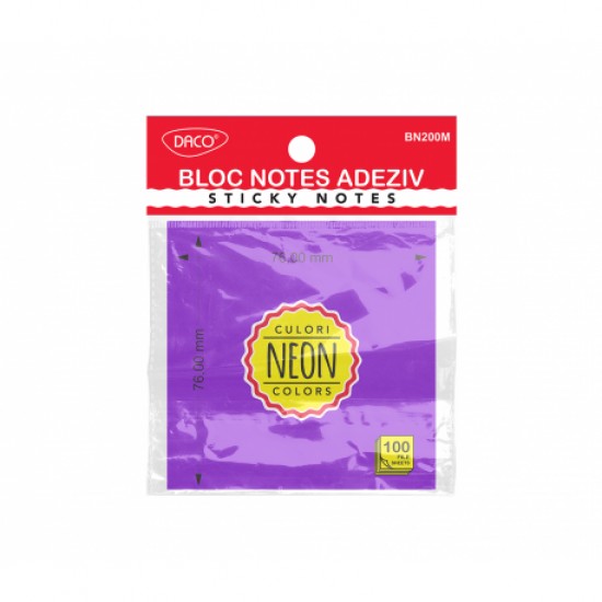 Bloc notes adeziv 76x76 mov neon daco bn200m Bloc notes adeziv 76x76 mov neon daco bn200m