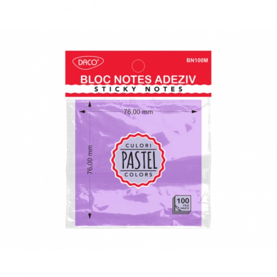 Bloc notes adeziv 76x76 mov pastel daco bn100m Bloc notes adeziv 76x76 mov pastel daco bn100m