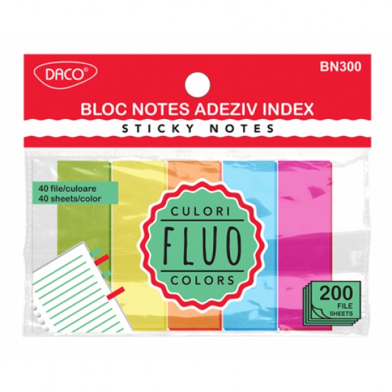 Bloc notes adeziv index 5 cul 50x20 daco bn300 Bloc notes adeziv index 5 cul 50x20 daco bn300