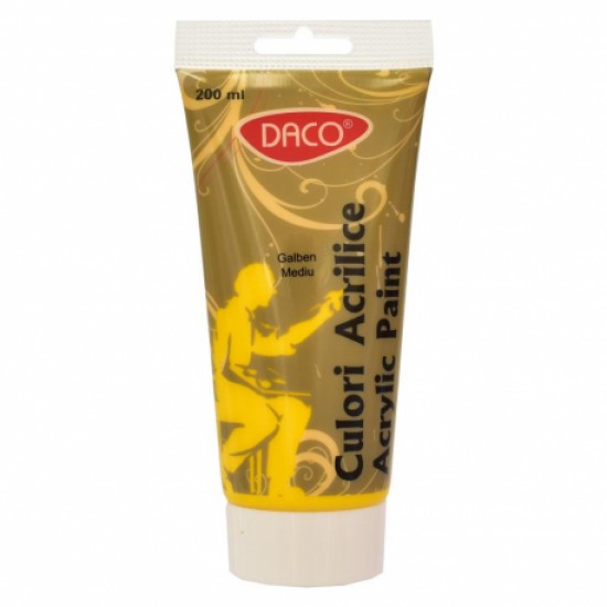 Culori acril 200ml daco galben mediu cu3200gm Culori acril 200ml daco galben mediu cu3200gm