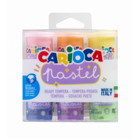 Culori tempera 6c pastel 25ml carioca 43185 Culori tempera 6c pastel 25ml carioca 43185