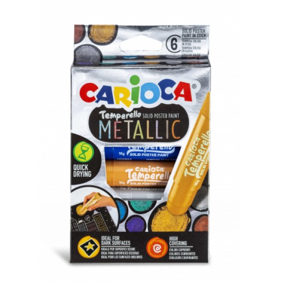 Culori tempera solida 6c metallic carioca 42674