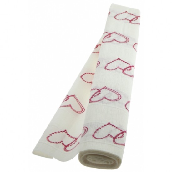 Hartie floristica alb + inimi 1-h 50x250cm 180g Hartie floristica alb + inimi 1-h 50x250cm 180g
