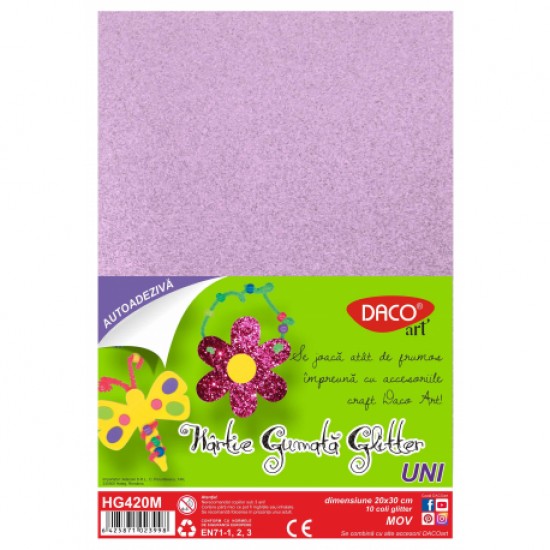 Hartie gumata aa glitter 20x30cm 10coli Daco hg420m 