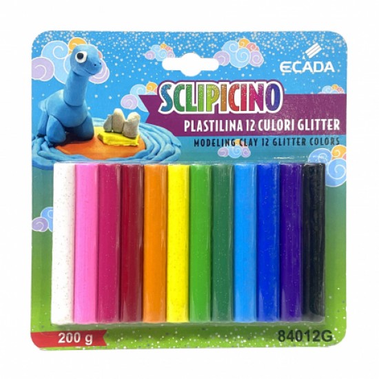 Plastilina 12 culori glitter ecada Plastilina 12 culori glitter ecada