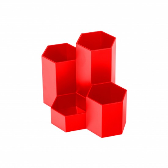 Suport birou 4 compartimente plastic rosu ecada 95104r Suport birou 4 compartimente plastic rosu ecada 95104r