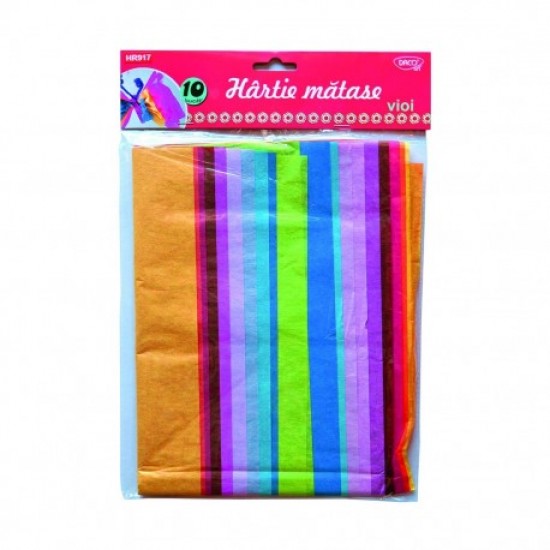 Hartie de matase in culori vii, 10 coli, 10 culori, Daco-hr917 Hartie de matase in culori vii, 10 coli, 10 culori, Daco-hr917
