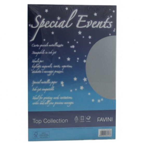Carton metalizat A4, Special Events, argintiu,120g/mp, Favini, 20coli 