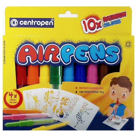 Set AirPens Centropen - 4 sabloane + 10 culori rainbow Set AirPens Centropen - 4 sabloane + 10 culori rainbow