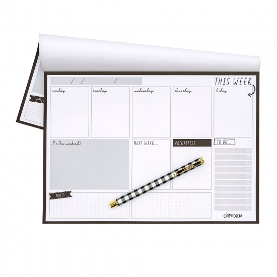 Planner săptămânal, nedatat, 60 file hârtie premium 100gsm, dimensiune 29.5 cm X 21 cm, Black 9120-CD Planner săptămânal, nedatat, 60 file hârtie premium 100gsm, dimensiune 29.5 cm X 21 cm, Black 9120-CD