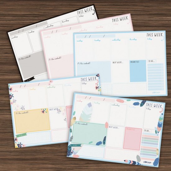 Planner saptamanal, nedatat, 60 file hartie premium 100gsm, dimensiune 29.5 cm X 21 cm Floral 9208-CD