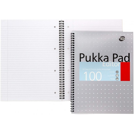 Caiet cu spirala dubla Pukka Pad Metalic Editor A4+ 100 pagini, coperti tari EM003 Caiet cu spirala dubla Pukka Pad Metalic Editor A4+ 100 pagini, coperti tari EM003