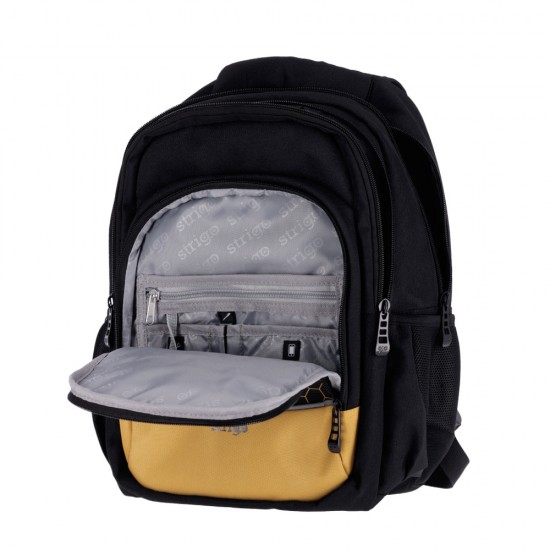 Ghiozdan Strigo Misty+ Black Honeycomb PL008, 24L, 39X27X18cm
