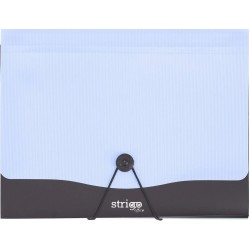 Mapa Strigo PP, A4, 13 compartimente, inchidere cu elastic, clips metalic, albastru SF049