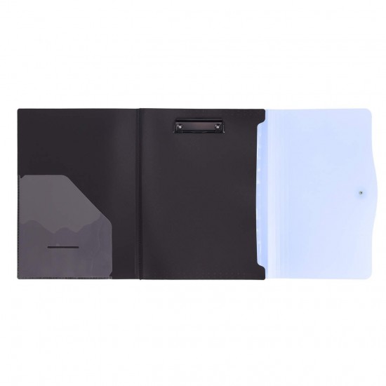 Mapa Strigo PP, A4, 13 compartimente, inchidere cu elastic, clips metalic, albastru SF049