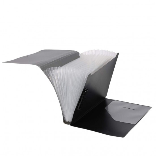 Mapa Strigo PP, A4, 13 compartimente, inchidere cu elastic, clips metalic, gri SF052
