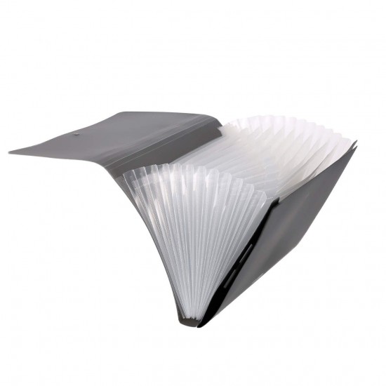 Mapa Strigo PP, A4, 13 compartimente, inchidere cu elastic, clips metalic, gri SF052