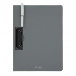 Clipboard Strigo vertical A4 cu clip metalic lateral, suport stilou, gri SF059 Clipboard Strigo vertical A4 cu clip metalic lateral, suport stilou, gri SF059