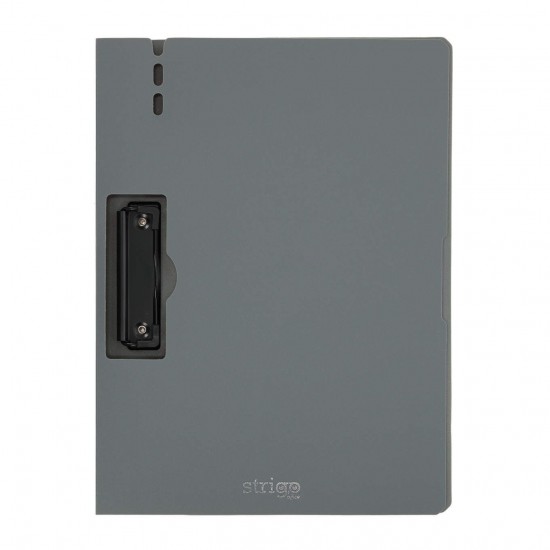 Clipboard Strigo vertical A4 cu clip metalic lateral, suport stilou, gri SF059