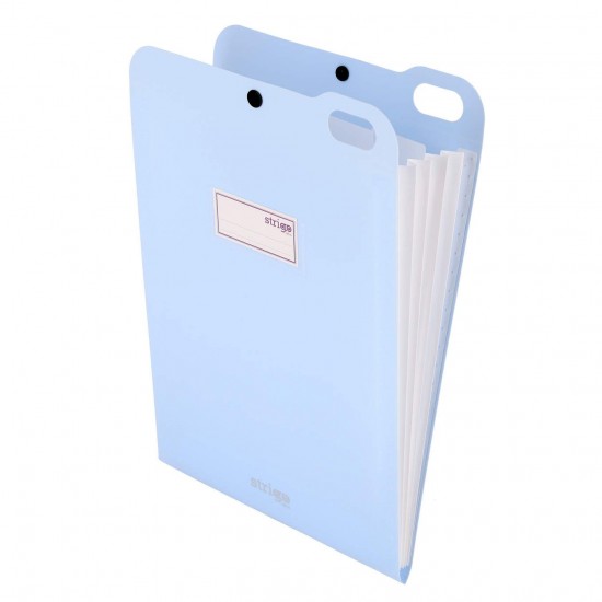 Organizator Strigo, PP, A4, vertical, 5 separatoare, inchidere capsa, albastru SF067