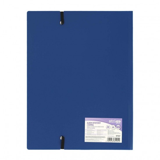 Mapa Strigo, PP, A4, cu elastic, 20 folii protectie albastru inchis SF087 Mapa Strigo, PP, A4, cu elastic, 20 folii protectie albastru inchis SF087
