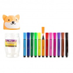 Carioci lavabile Jumbo 12 culori, Strigo, cutie Vulpita SSC290