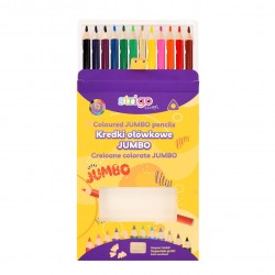 Creioane colorate Strigo Jumbo, triunghiulare, cu ascutitoare, 12 culori SSC353 Creioane colorate Strigo Jumbo, triunghiulare, cu ascutitoare, 12 culori SSC353