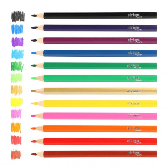 Creioane colorate Strigo Jumbo, triunghiulare, cu ascutitoare, 12 culori SSC353