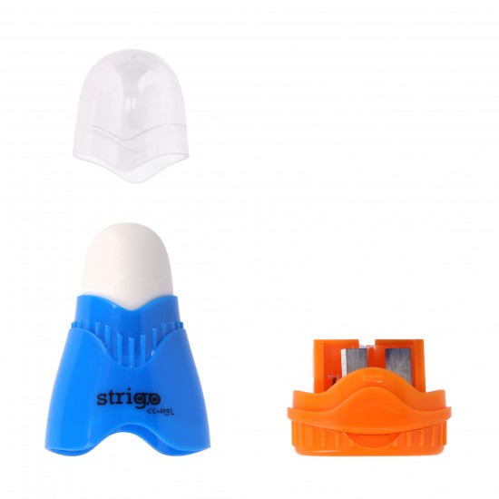 Ascutitoare Strigo, 2 orificii, cu guma de sters si cu capac SSC388