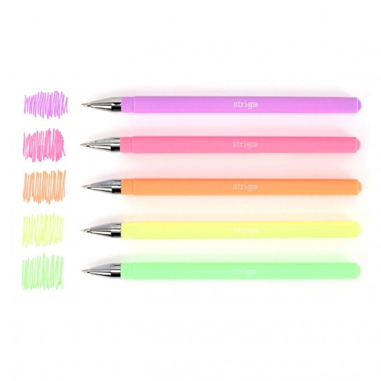 Pix cu gel Strigo Pastel, 0.8mm, 5 culori/set SSC424 Pix cu gel Strigo Pastel, 0.8mm, 5 culori/set SSC424