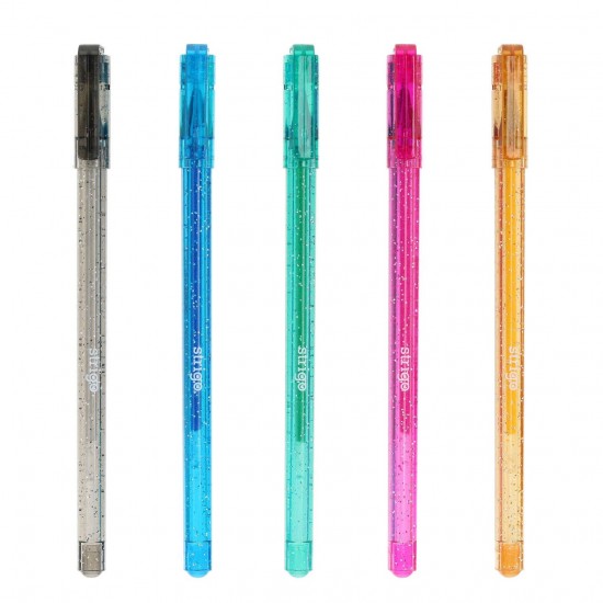 Pix cu gel Strigo Glitter, 0.8mm, 5 culori/set SSC425 Pix cu gel Strigo Glitter, 0.8mm, 5 culori/set SSC425