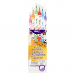 Evidentiator Strigo 2 in 1, pensula si liner, 6 buc/set, 12 culori SSC441 Evidentiator Strigo 2 in 1, pensula si liner, 6 buc/set, 12 culori SSC441