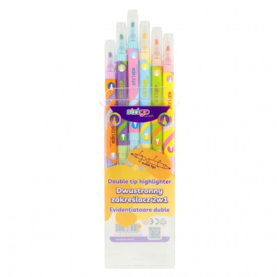 Evidentiator Strigo 2 in 1, 6 culori neon si 6 culori pastel, SSC442