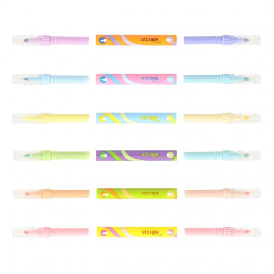 Evidentiator Strigo 2 in 1, 6 culori neon si 6 culori pastel, SSC442