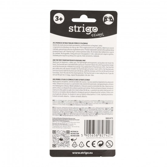 Stilou Strigo cerneala cu stergere + 2 rezerve + dispozitiv curatare, in blister, Cosmos SSC473 Stilou Strigo cerneala cu stergere + 2 rezerve + dispozitiv curatare, in blister, Cosmos SSC473