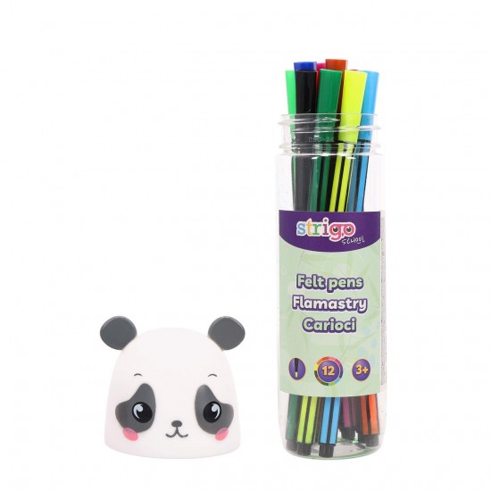 Strigo carioci lavabile 12 culori, cutie Panda, SSC476 Strigo carioci lavabile 12 culori, cutie Panda, SSC476