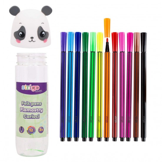 Strigo carioci lavabile 12 culori, cutie Panda, SSC476 Strigo carioci lavabile 12 culori, cutie Panda, SSC476