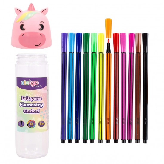 Strigo carioci lavabile 12 culori, cutie Unicorn, SSC480