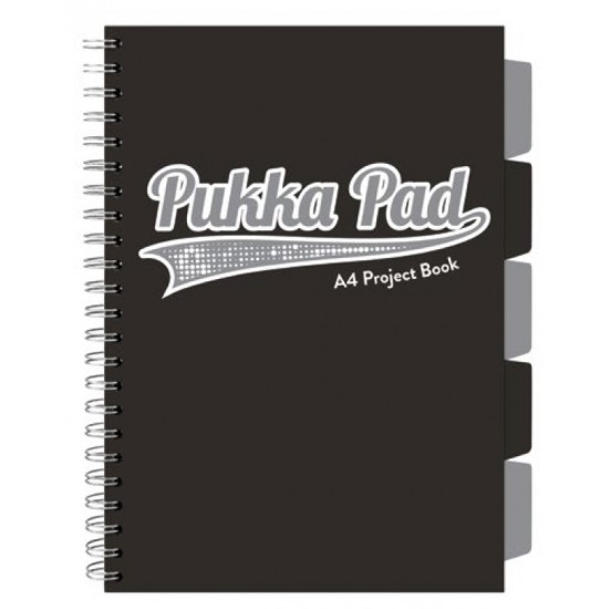 Caiet cu spirala si separatoare Pukka Pad Project Book, format A4 matematica, hartie 80g, 3101(BK)-WPC