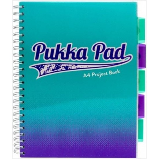 Caiet cu spirala si separatoare Pukka Project Book Fusion A4 albastru marin 8409-FUS