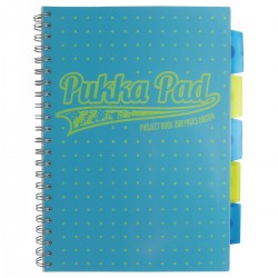 Caiet cu spirala si separatoare Pukka Project Book Neon Dots A4 albastru 8471-NEO Caiet cu spirala si separatoare Pukka Project Book Neon Dots A4 albastru 8471-NEO