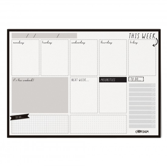Planner săptămânal, nedatat, 60 file hârtie premium 100gsm, dimensiune 29.5 cm X 21 cm, Black 9120-CD Planner săptămânal, nedatat, 60 file hârtie premium 100gsm, dimensiune 29.5 cm X 21 cm, Black 9120-CD