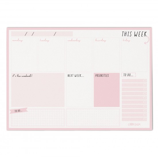 Planificator saptamanal Pukka Pad, nedatat, 60 file hartie premium 100gsm, dimensiune 29.5 cm X 21 cm Balerina Pink 9163-CD Planificator saptamanal Pukka Pad, nedatat, 60 file hartie premium 100gsm, dimensiune 29.5 cm X 21 cm Balerina Pink 9163-CD