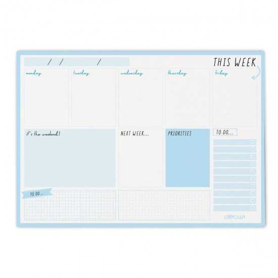 Planificator saptamanal, nedatat, 60 pag hartie premium 100gsm, dimensiune 29.5 cm X 21 cm, Sky Blue 9178-CD Planificator saptamanal, nedatat, 60 pag hartie premium 100gsm, dimensiune 29.5 cm X 21 cm, Sky Blue 9178-CD