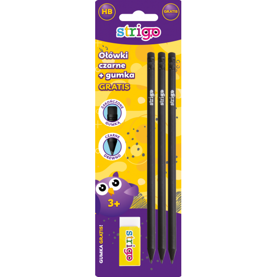 Blister Creioane Strigo HB Diamant X3 +guma de sters BD01X3+SSC102
