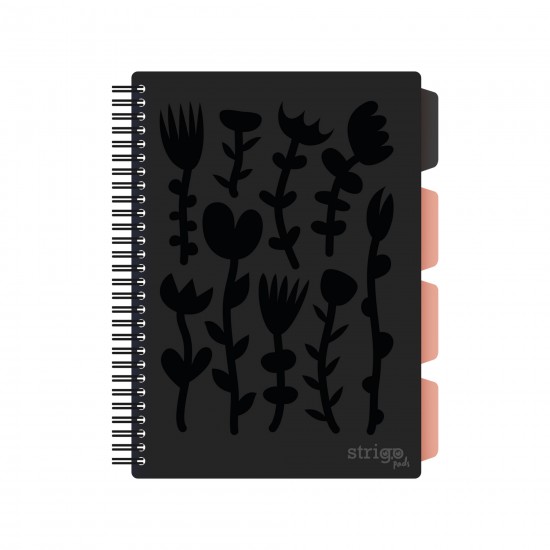 Caiet cu spirala si separatoare, STRIGO PADS Project Book Floral B5, Matematica, PADS045