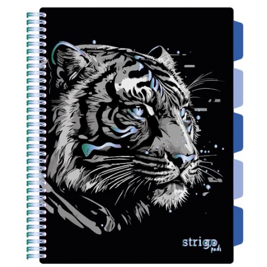 Caiet cu spirala si separatoare, STRIGO PADS Project Book TIGRU,  A4, Dictando, PADS092