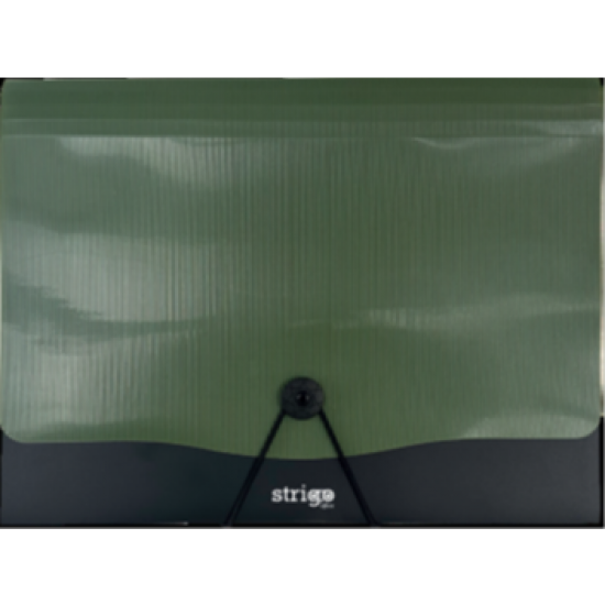 Mapa Strigo PP, A4, 13 compartimente, inchidere cu elastic, clips metalic, verde inchis SF053 Mapa Strigo PP, A4, 13 compartimente, inchidere cu elastic, clips metalic, verde inchis SF053