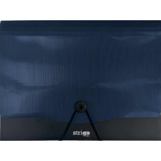 Mapa Strigo PP, A4, 13 compartimente, inchidere cu elastic, clips metalic, bleumarin SF054