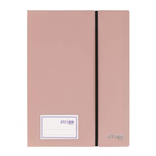 Mapa Strigo, PP, A4, cu elastic, 20 folii protectie roz deschis SF088